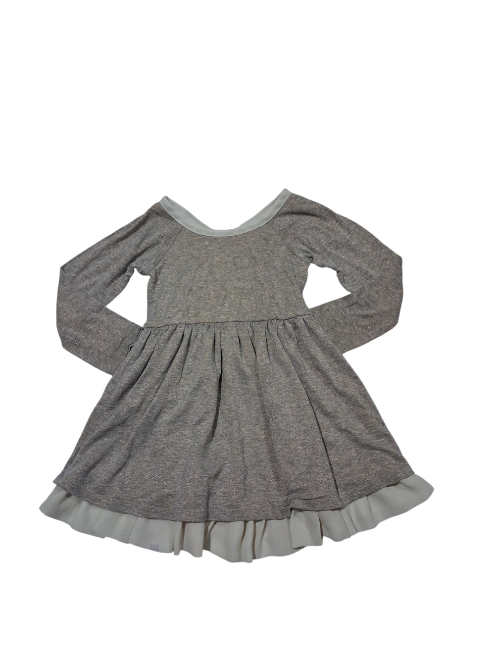 Splendid Girls Gray Long-Sleeve Knit Dress with Ruffle Hem 3T